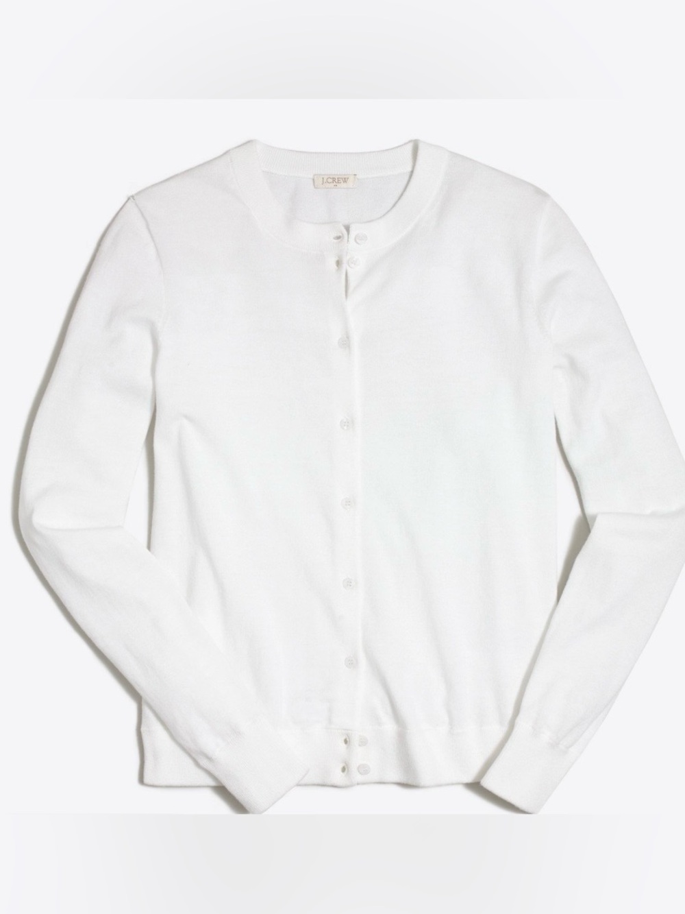 J. Crew White Button-Front Crewneck Cardigan S
